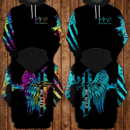 Angels Wings Colorful Couple Wild Safe Hoodie