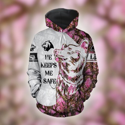 Bear Strong Couple Custom Name All Over Print Valentine Gift Couple Matching 3D Hoodie Personalizedwitch For Bear Lovers pink