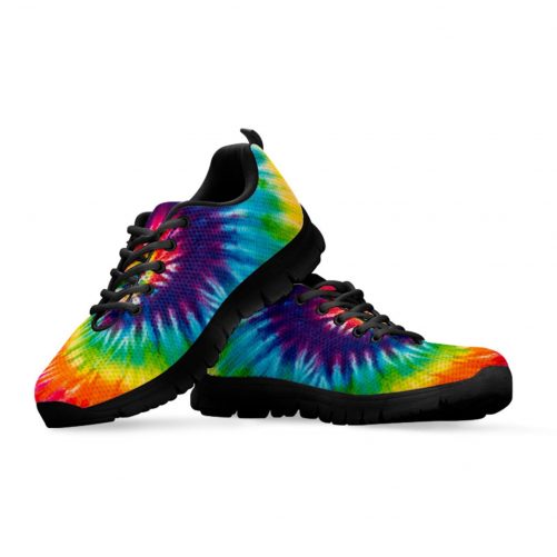 Colorful Tie Dye Hippie Abstract Art Sneakers black