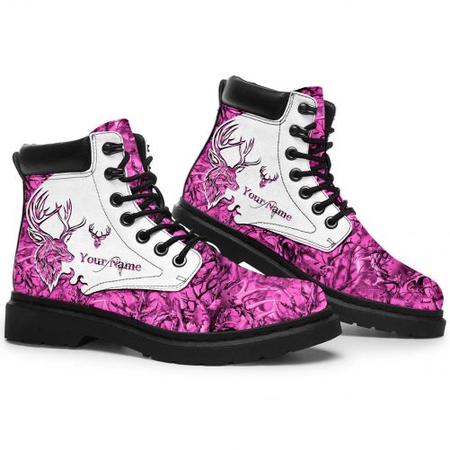 Country girl deer hunting pink camo Customized name girls pink boots all season boots for girl hunters 1