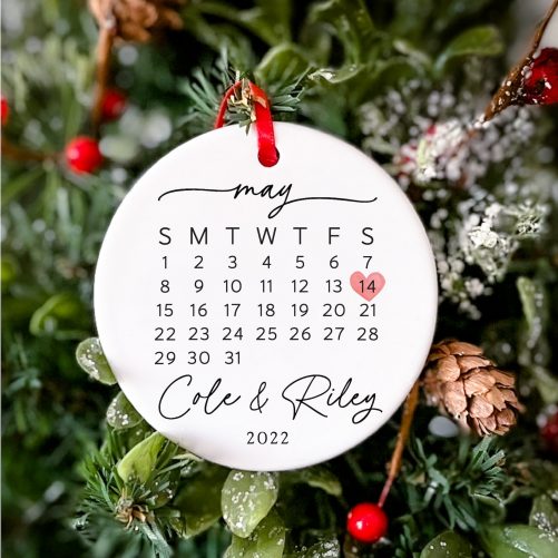 Couple Gift Wedding Gift Married Ornament Wedding Date Ornament Calendar Anniversary Gift Our First Christmas Newlywed Gift Engagement Gift 1