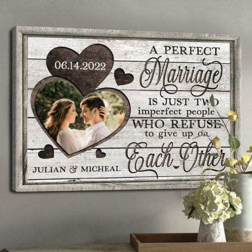 Custom Photo Canvas Print Gift for Couple Husband Wife Perfect Marriage Personalized Wall Art Wedding Anniversary Gift 1
