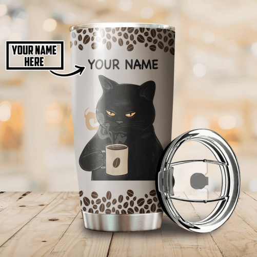 Customize Name Black Cat Steel Tumbler
