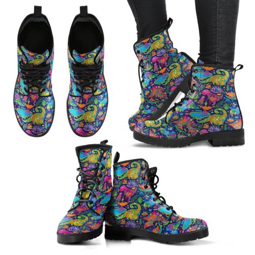 Dinosaur Boots Boho Handcrafted Cute Dinos Boots Vetarian Leather Boots