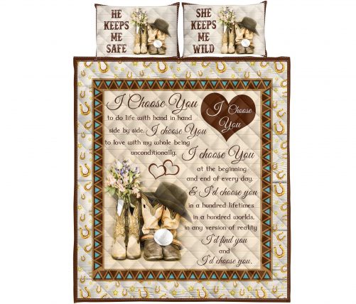 I Choose You Cowboys Couple Quilt Bedding Set 2