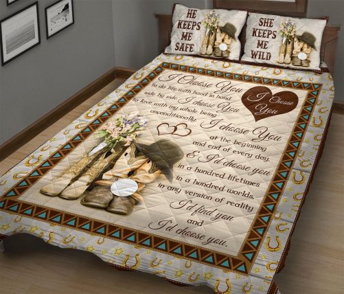 I Choose You Cowboys Couple Quilt Bedding set 1