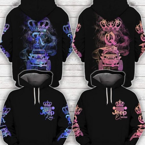 Jeep King Queen Couple Hoodie 3D 2
