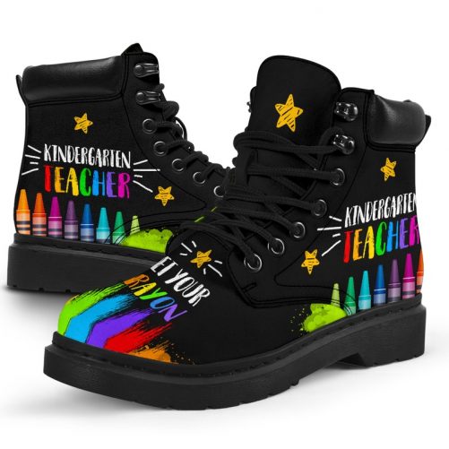 Kindergarten Teacher – Get Your Crayon Boots Vegan Boots All Season Boots 1