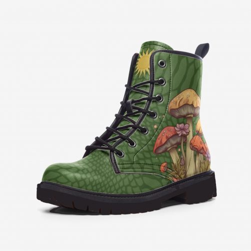Leather Green Boots Mushroom Shoes 1