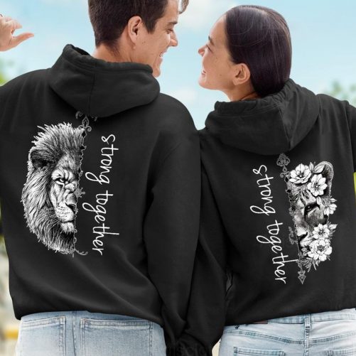 Lion Couple Hoodie Lion Gift Matching Couple Hoodie Lion Hoodie Gift For Couples Matching Outfits Strong Together