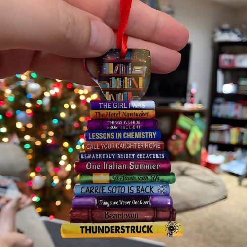 Personalized Christmas Book Ornament Bookstack with Custom Titles Customized Gift For Book Lovers 2