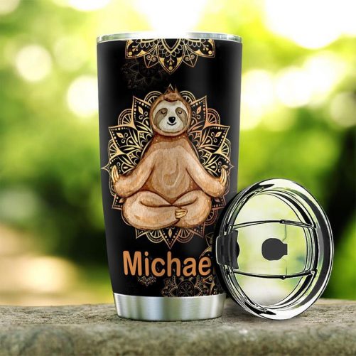 Personalized Sloth Meditation Stainless Steel Skinny Tumbler Bulk Double Wall Vacuum Slim Water Tumbler Cup With Lid