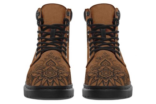 SKULL AND MANDALA COGNAC all season boots