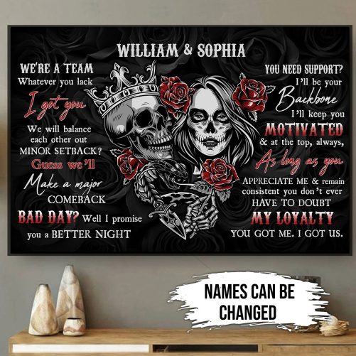 Skull Lovers We WeRe A Team Couple Personalized Horizontal Poster Halloween Decorations Indoor Gift For Couple