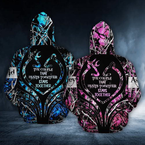 The Couple That Hunts Together Stays Together Custom Name All Over Print Valentine Gift Couple Matching 3D Hoodie 1
