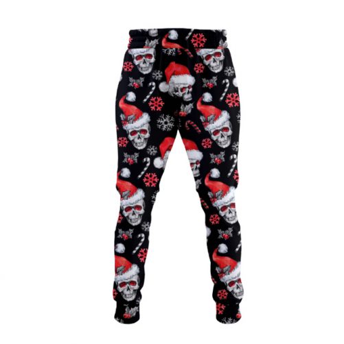 christmas skull sweatpants black