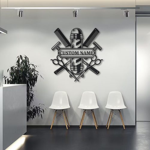 Custom Barber Shop Name Personalized Cut Metal Sign 1