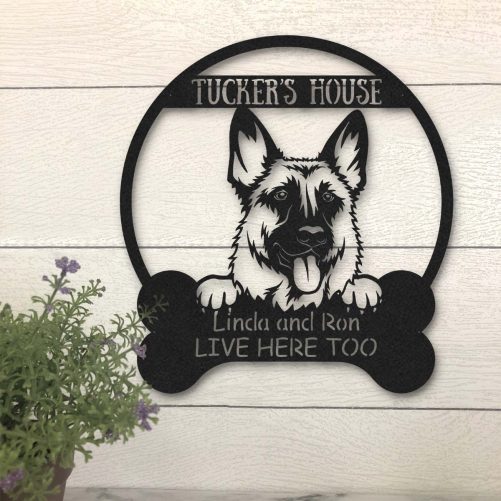 German Shepherds House Dog Lovers Personalized Metal Sign