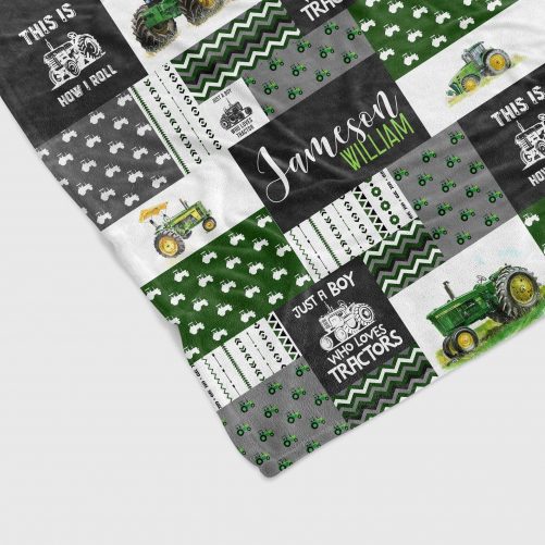 Just A Boy Who Loves Tractors Blanket Custom Baby Blanket Truck Blanket Blanket For Baby Gift Blanket For Boys Blanket For Christmas 1