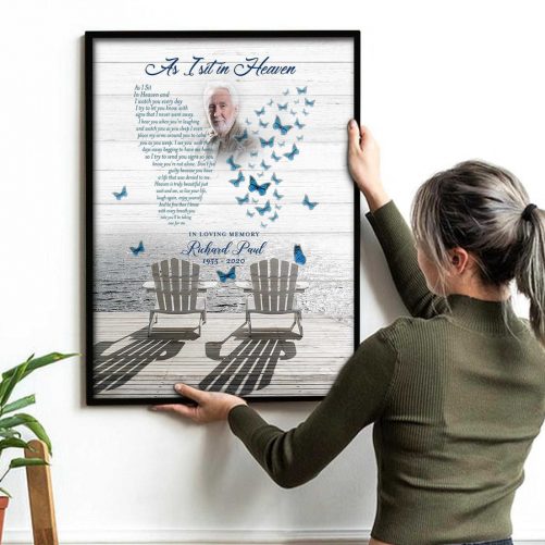 Personalized memorial gifts for loss of mother and father As I Sit In Heaven Butterfly Personalized Wall Art Memorial Gift Loss Of Father 1