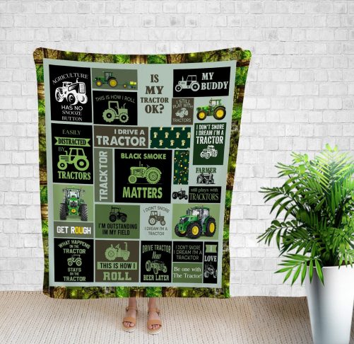 Tractor Lovers Gift Green Tractor Blanket Farmer Blanket Christmas Blanket Blanket For Daddy Grumpy Grandpa 1