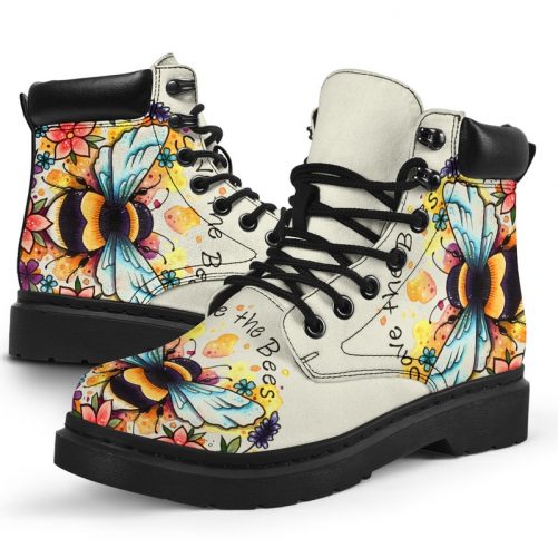 Bee Flower Watercolor Vegan Boots All Season Boots 1