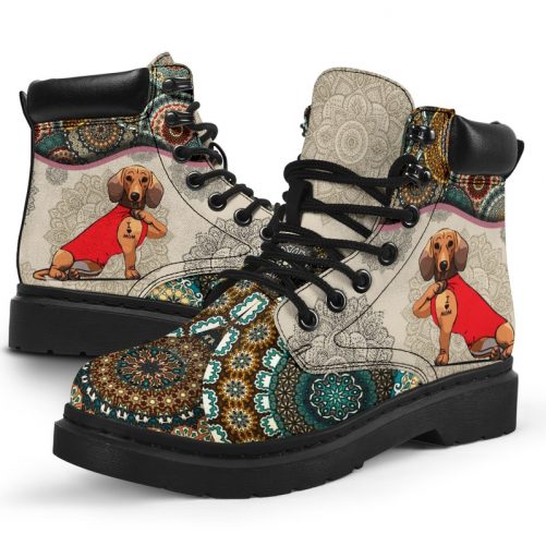 Dachshund Vintage Mandala Asboot Vegan Boots All Season Boots 1