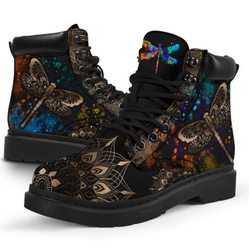 Dragonfly Henna With Watercolor Asboot Vegan Boots All Season Boot 2
