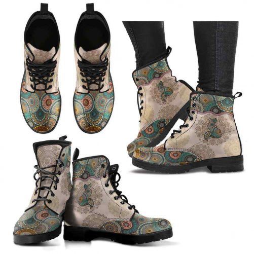 Fox Vegan Leather Boots For Women And Men. Mandala Colorful 1