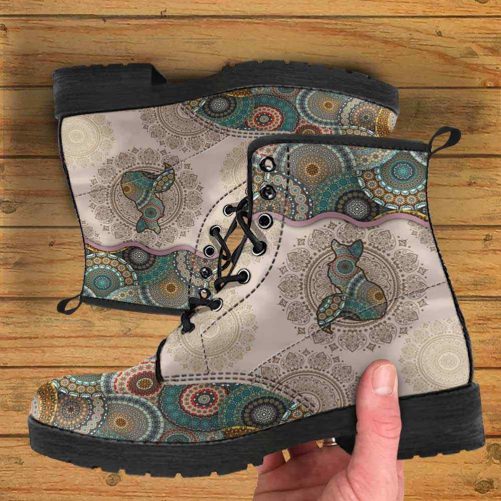 Fox Vegan Leather Boots For Women And Men. Mandala Colorful