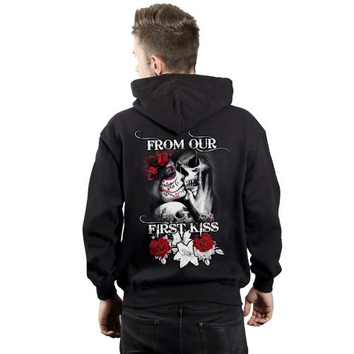 From Our First Kiss Till Our Last Breath Hoodie Sugar Skull Couple Hoodie Couple Hoodie Skull Hoodie Husband Wife Hoodie 3
