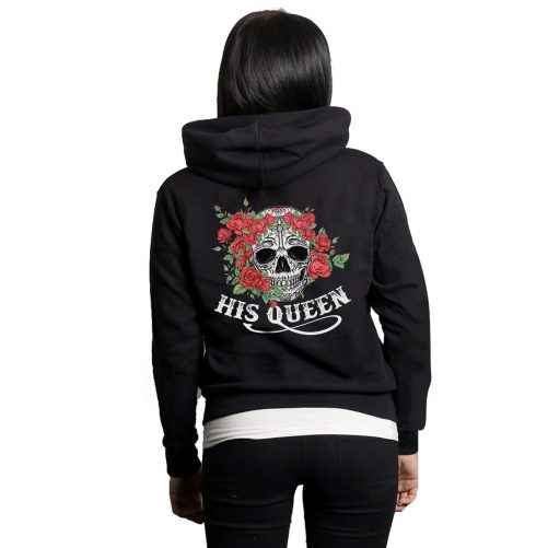 Gangster Skull Her King His Queen Gun Roses Couple Lover Matching Hoodie Skull Couple Hoodie Couple Hoodie Husband Wife Hoodie Skull Hoodie 2