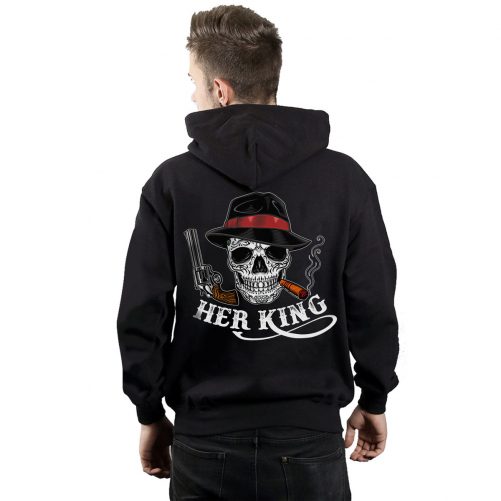 Gangster Skull Her King His Queen Gun Roses Couple Lover Matching Hoodie Skull Couple Hoodie Couple Hoodie Husband Wife Hoodie Skull Hoodie 3