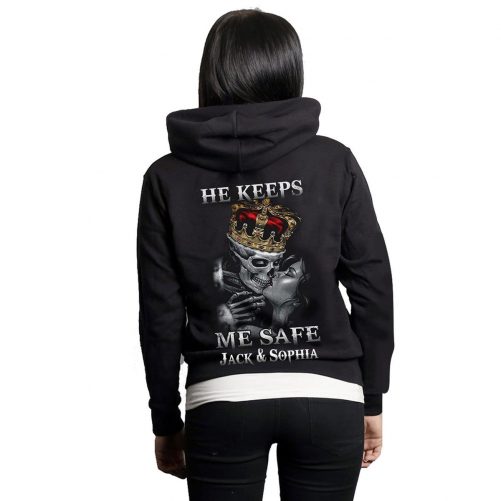 Personalized He Keeps Me Safe She Keeps Me Wild Hoodie 2