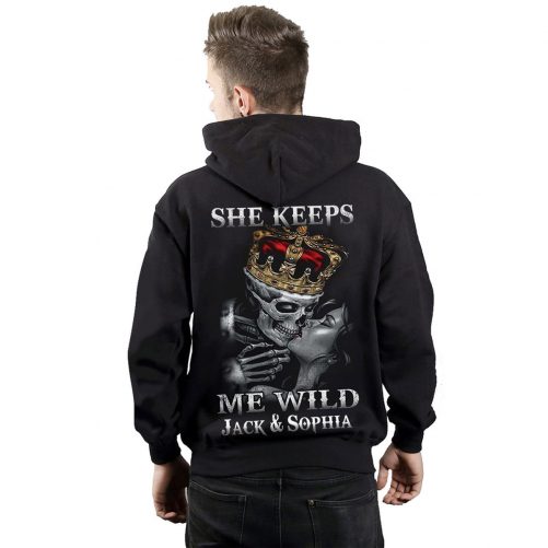 Personalized He Keeps Me Safe She Keeps Me Wild Hoodie 3