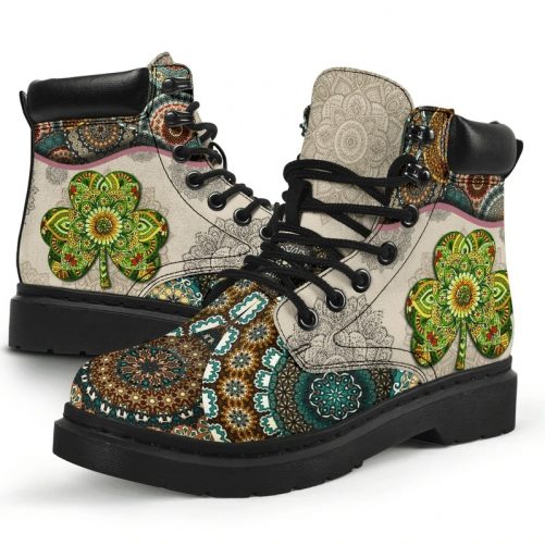 3D Lucky Mandala Shamrock Boots 3