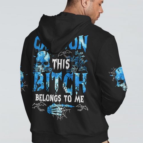 CAUTION SKULL HALLOWEEN COUPLE ALL OVER PRINT front