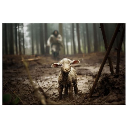 Jesus Running After a Lost Lamb Jesus Lamb of God Wall Art Canvas