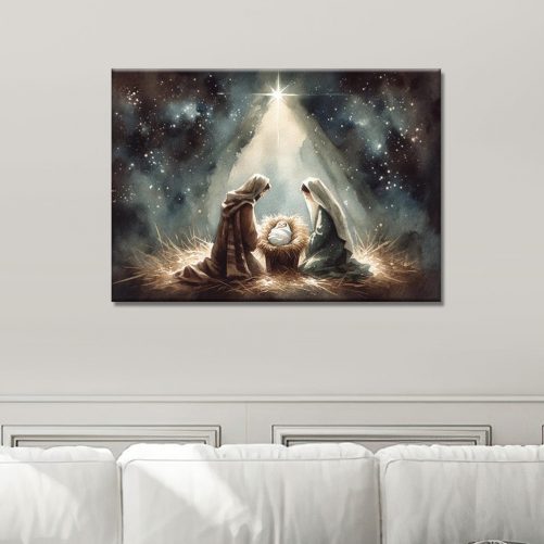 Mary Joseph Birth of Jesus Christ Print Christian Spiritual Poster Holy Painting Christmas Gift Trendy Living Room Home Decor Frame Canvas