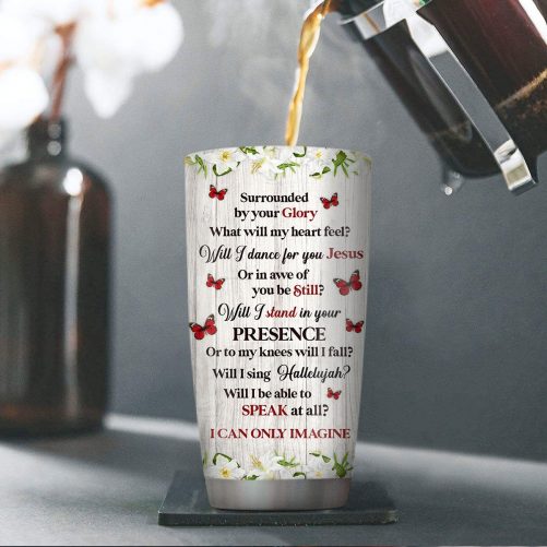 Personalized Floral Cross Stainless Steel Tumbler 1 1