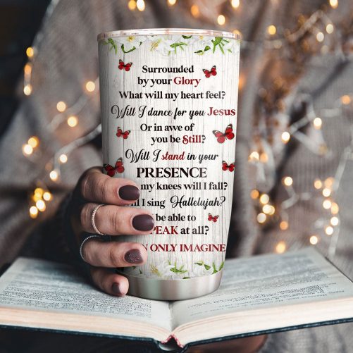 Personalized Floral Cross Stainless Steel Tumbler 2 3