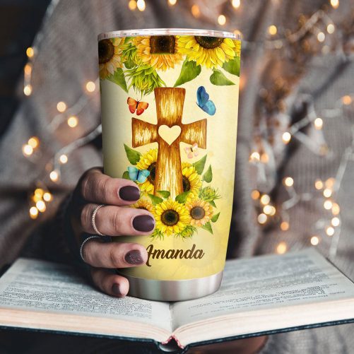 Personalized Sunflower Stainless Steel Tumbler 1