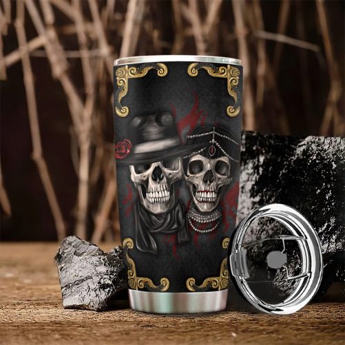 Skull Couple Stainless Steel Tumbler