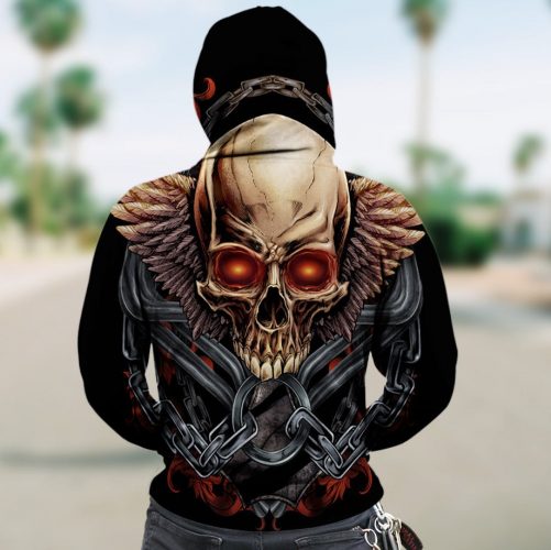 Skull Zip Hoodie Winged 1