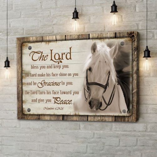 The Lord bless you and keep you Horse Farmhouse Christian wall art canvas
