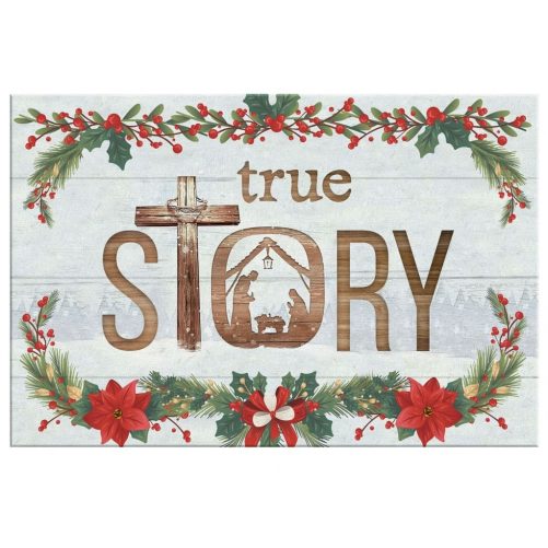 True story Jesus born in a manger Christmas canvas