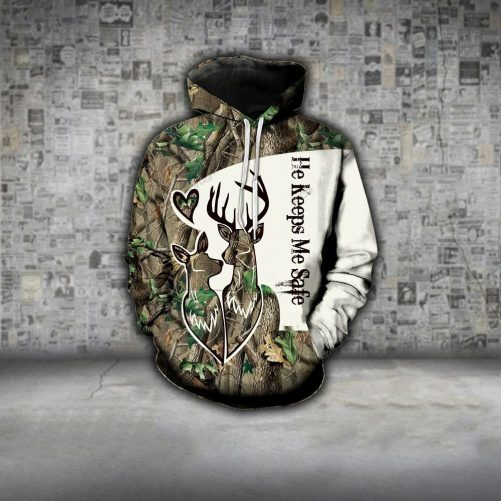 2 Deers Wild Safe Forest Couple Hoodie 2