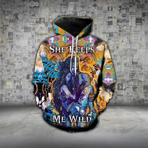Afro Purple Yellow Couple Hoodies 1