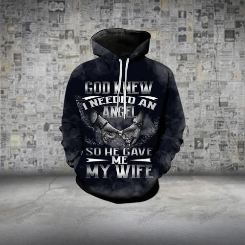 God Gave Me My Angel Husband Wife Couple Hoodie 1