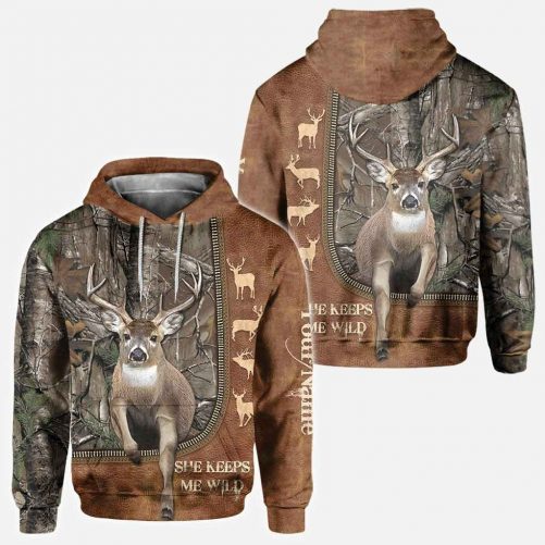 He Keeps Me Safe – Personalized Couple Hunting Hoodie 1